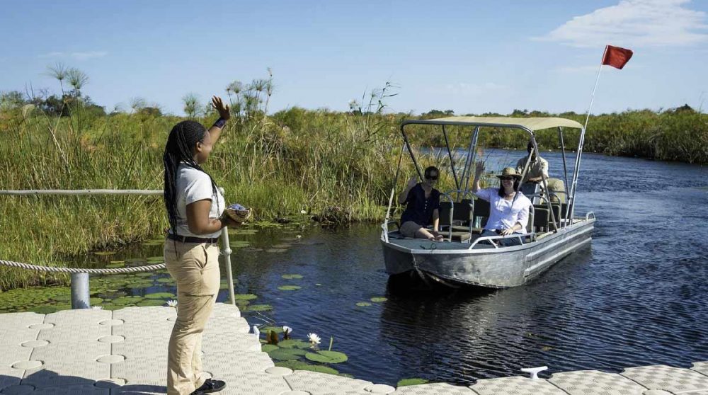 L'arrivée au camp dans le Delta de l'Okavango