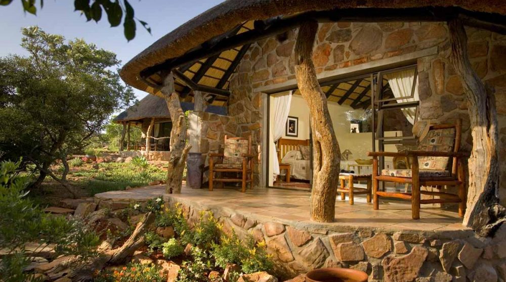 Une terrasse d'un lodge en Afrique du Sud