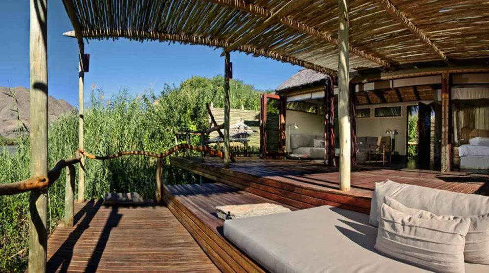 La terrasse d'une chambre en Namibie