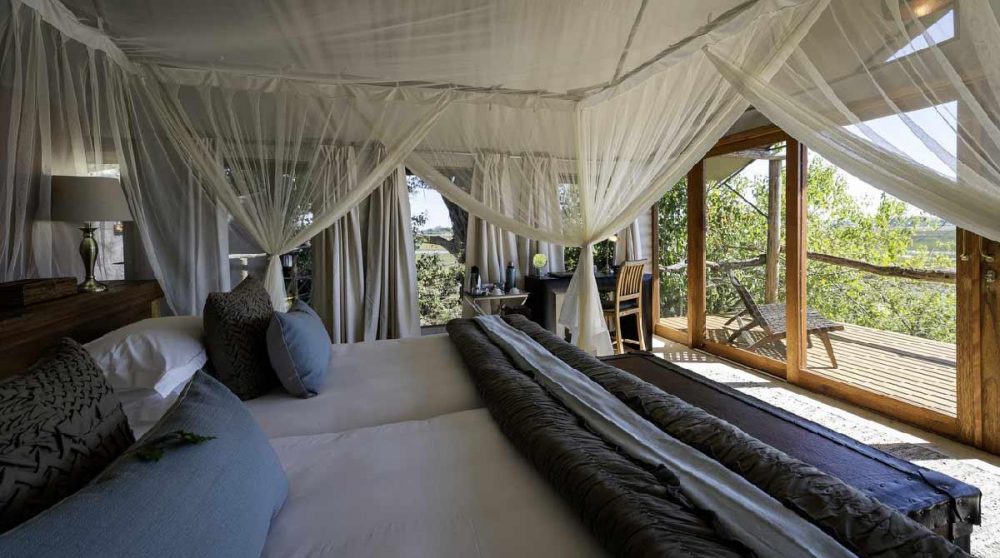 Dans l'une des tentes dans le Delta de l'Okavango