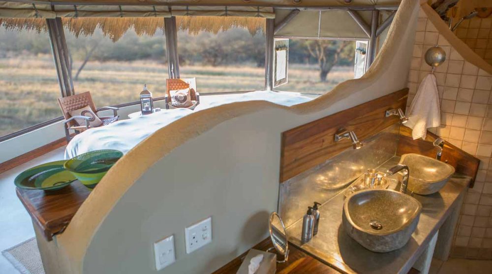 La salle d'eau de l'une des tentes