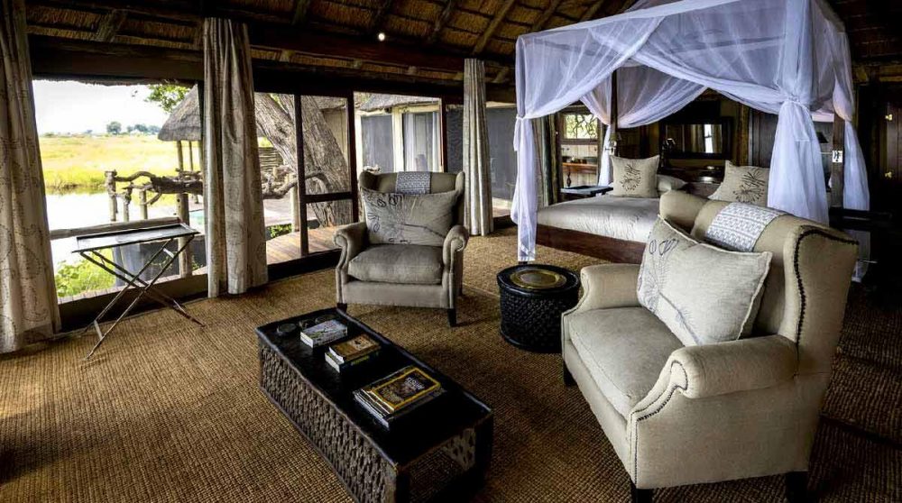 A l'intérieur de l'une des tentes dans le Delta de l'Okavango