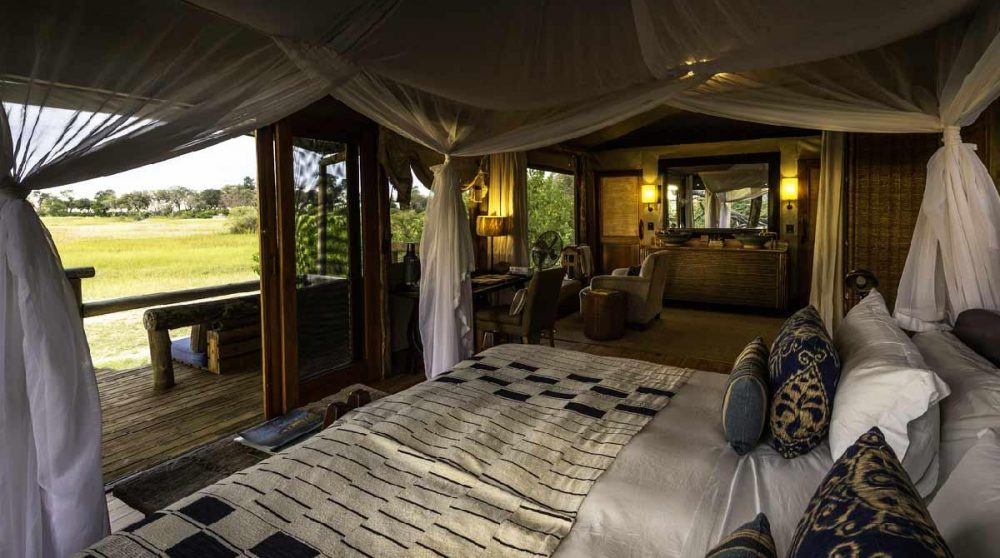 Une tente double à Little Vumbura Camp