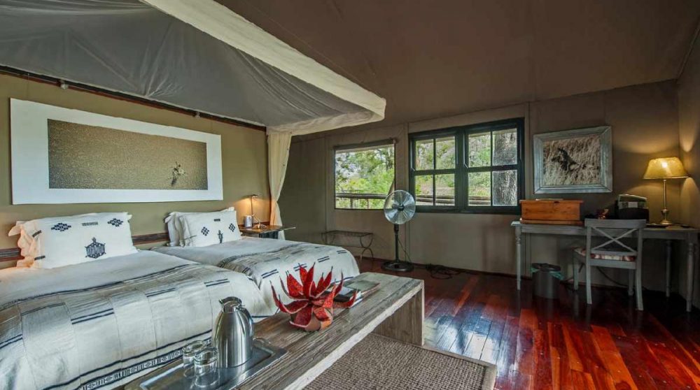 L'une des spacieuses tentes au Botswana