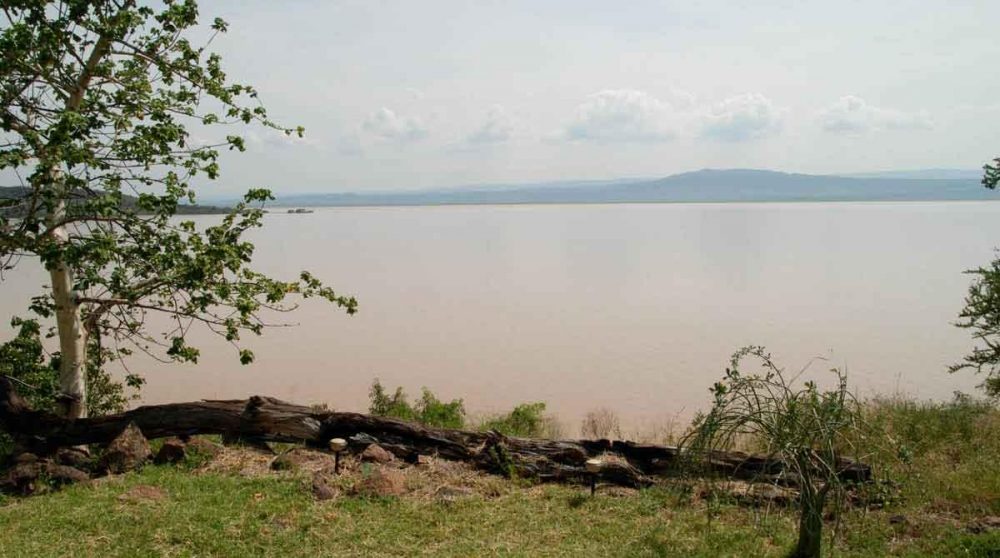 Vue sur le lac depuis l'Island Camp au lac Baringo au Kenya