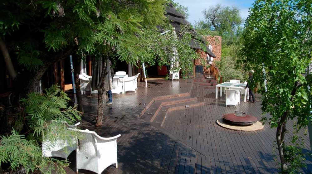 La terrasse de l'hôtel en Afrique du Sud