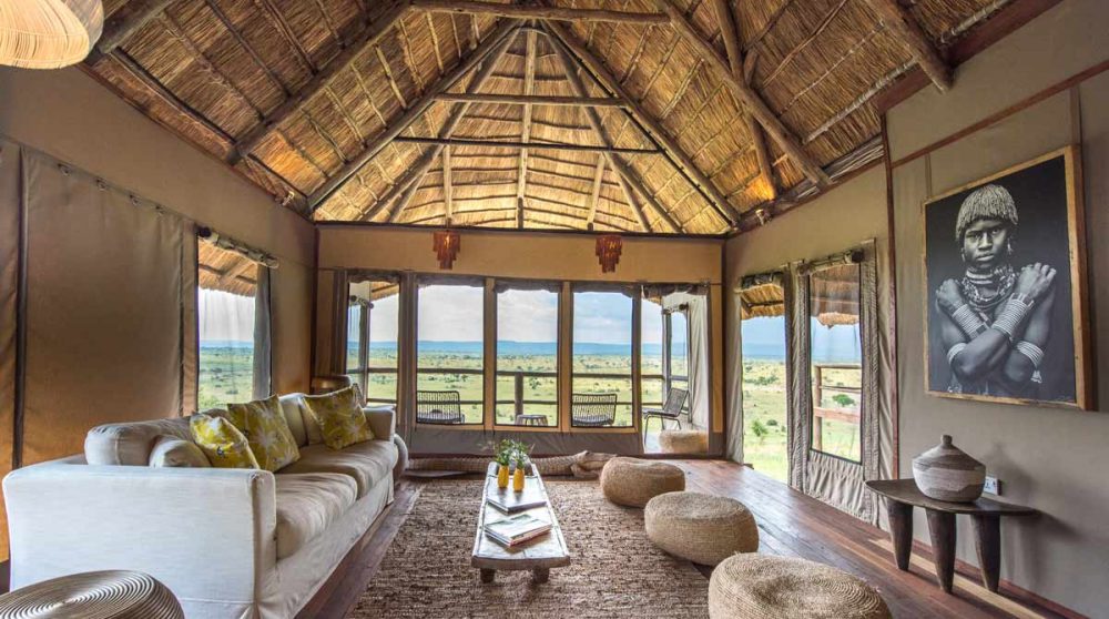 Le salon et la vue sur le Serengeti