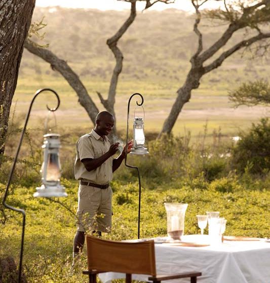 Déjeuner en plein air dans le Serengeti