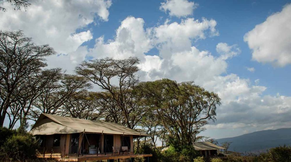 Vue générale du camp au cratère du Ngorongoro