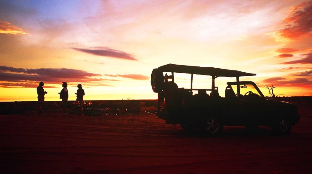 Coucher de soleil au Bagatelle Kalahari Game Ranch