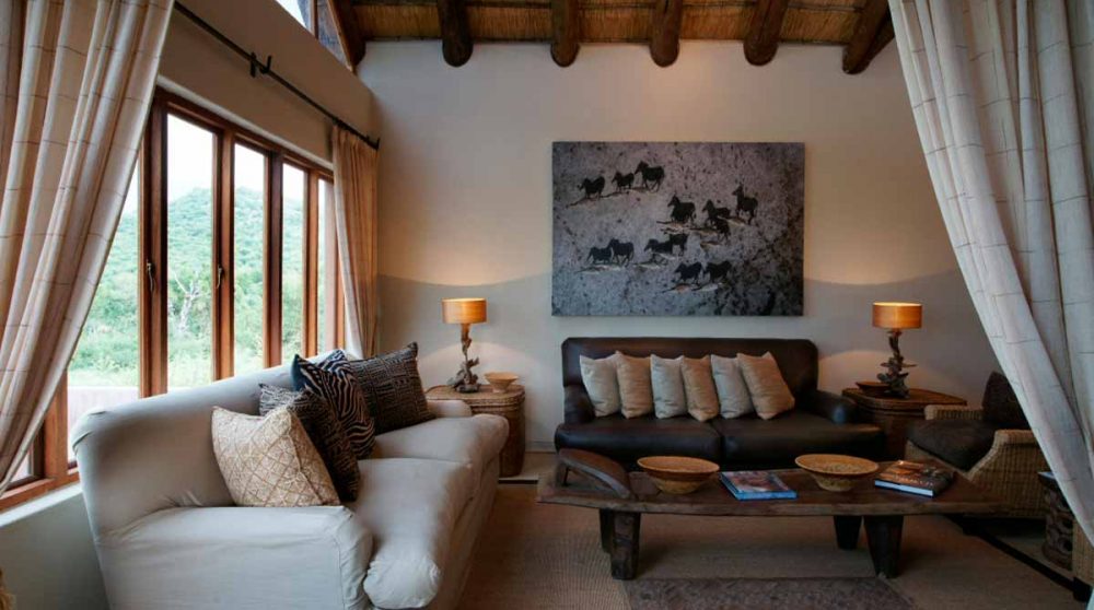 Un salon à l'Impodimo Game Lodge