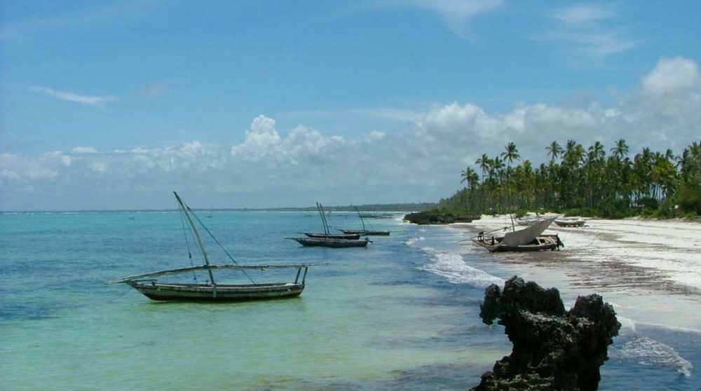 Les Dhow sur la plage au Matemwe Lodge