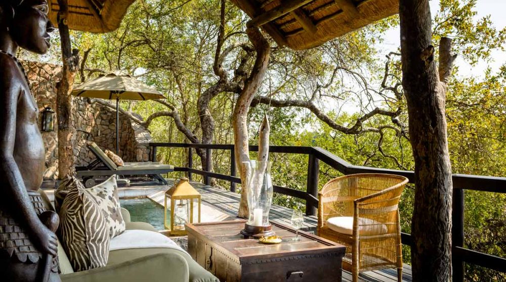 La terrasse d'une chambre en Afrique du Sud