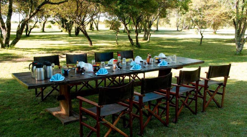 Déjeuner dans le jardin dans le Masai Mara