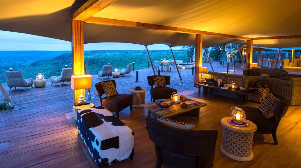 Le salon le soir du Loisaba Tented Camp