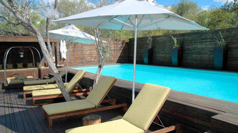 Autre vue de la piscine avec des chaises longues