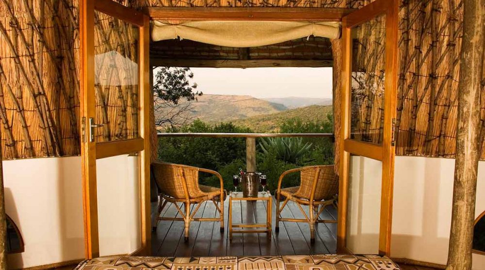 Vue depuis l'intérieur de l'Isibindi Zulu Lodge