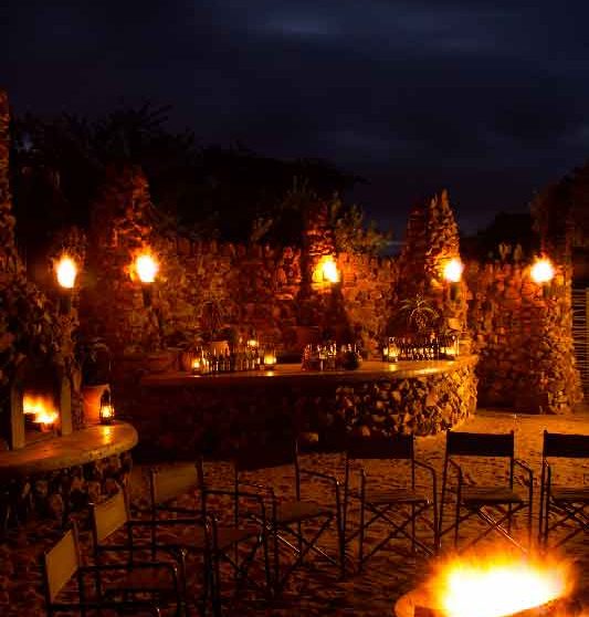 Soirée au coin du feu en Afrique du Sud