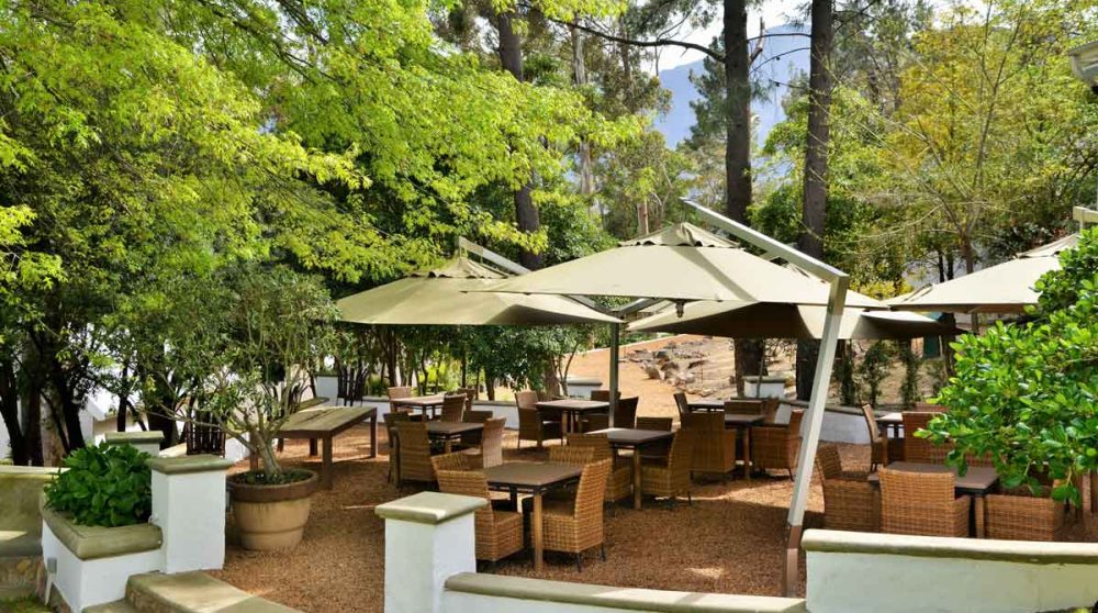 La terrasse du restaurant à Franschhoek