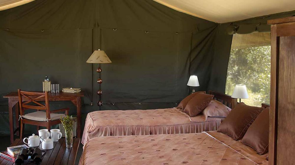 Lits dans une tente au Kenya
