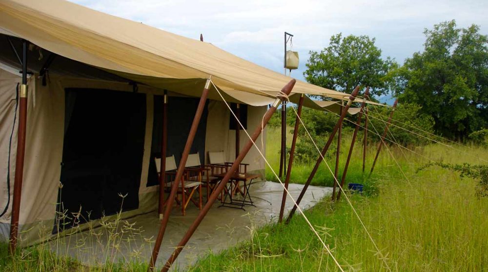 La terrasse de l'une des tentes en Tanzanie