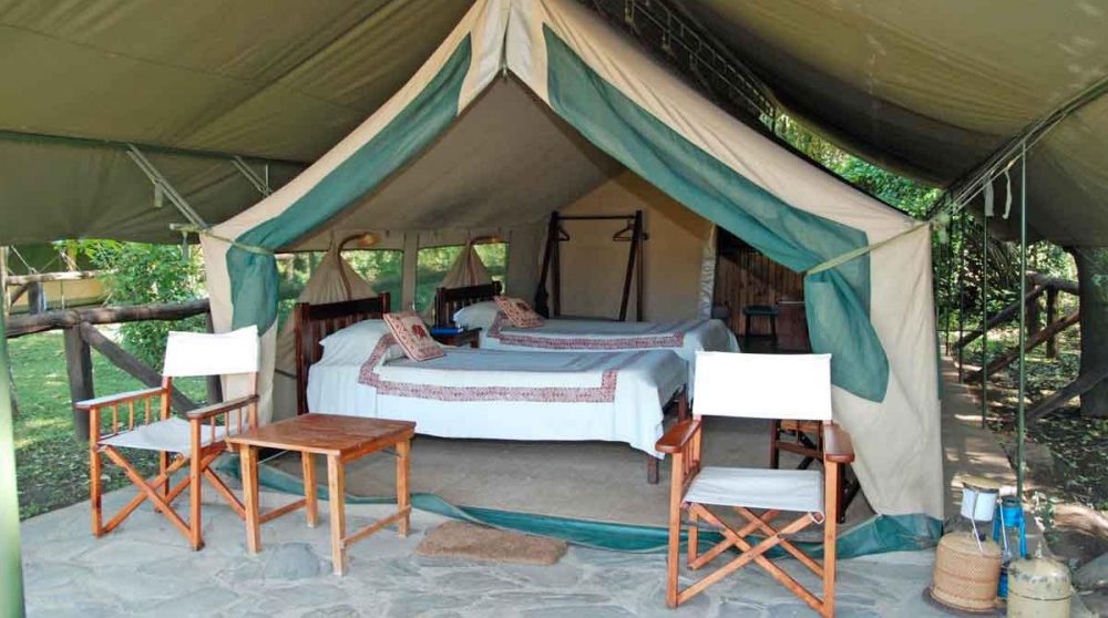 Vue sur une tente twin