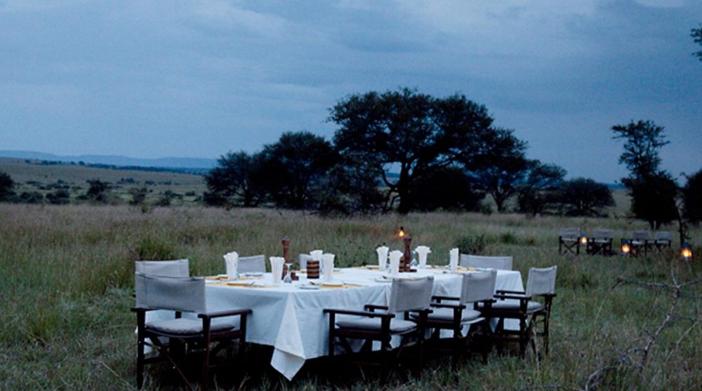 Dîner dans la nature dans le parc du Serengeti