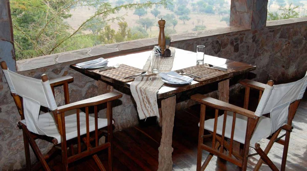 Vue sur la savane depuis le restaurant en Tanzanie