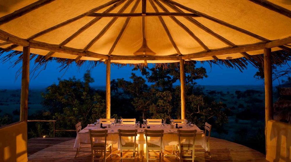 Vue nocturne de la terrasse