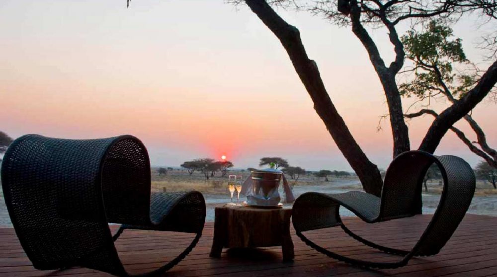 Coucher de soleil depuis la terrasse