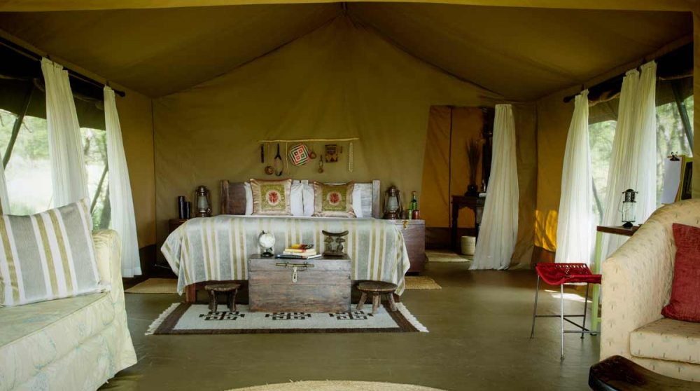 L'intérieur de la tente