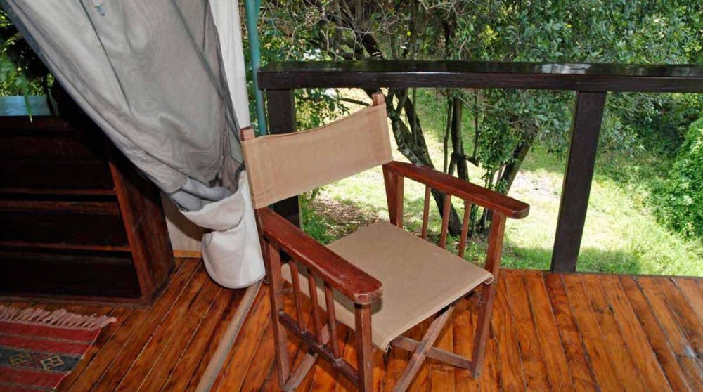 Terrasse d'une tente du Sekenani Camp