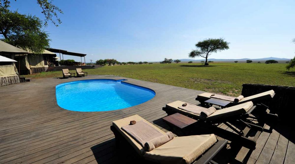La piscine avec vue au Singita Sabora Tented Camp