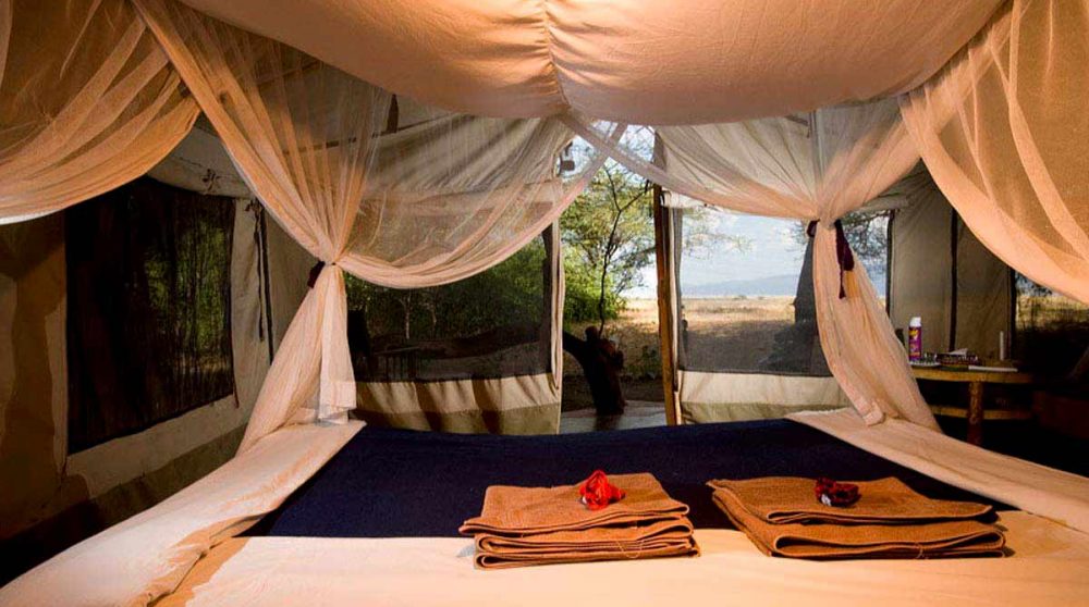 Intérieur d'une tente en Tanzanie