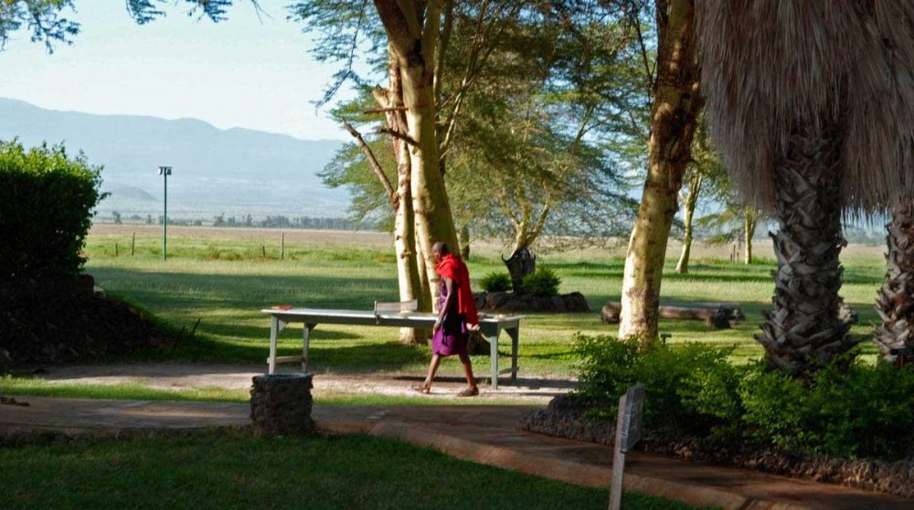 Un massaï dans le jardin à Amboseli