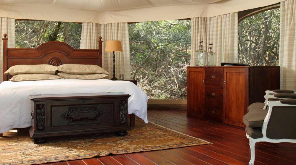 Grande chambre dans une tente dans le Kwazulu Natal