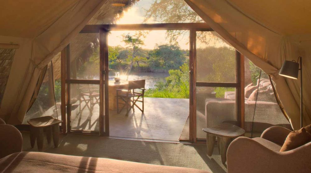 Vue de la tente en Tanzanie