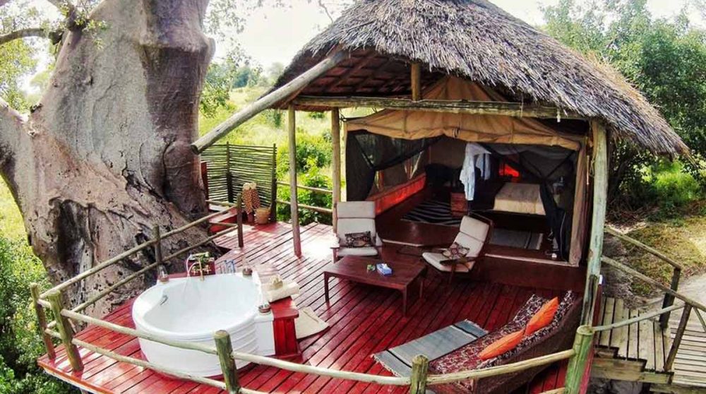 La terrasse d'une tente en Tanzanie