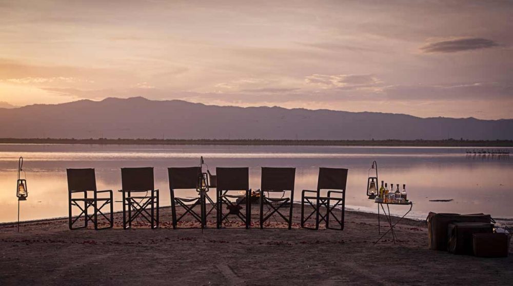 Coucher de soleil sur le lac Burunge