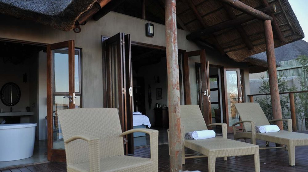 La terrasse d'une chambre en Afrique du Sud