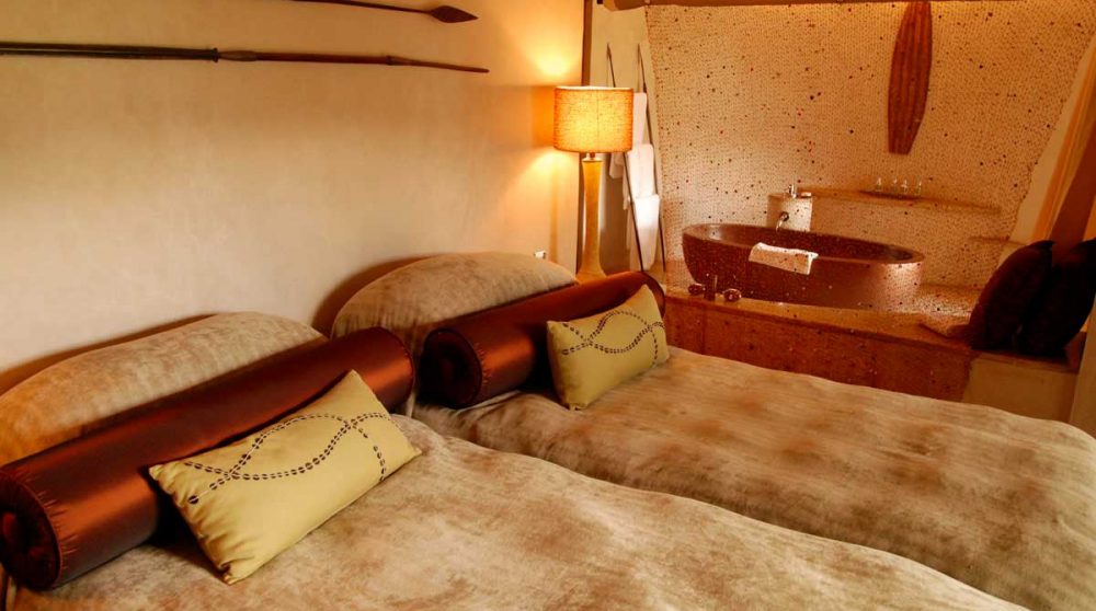 Vue sur la baignoire à Marakele