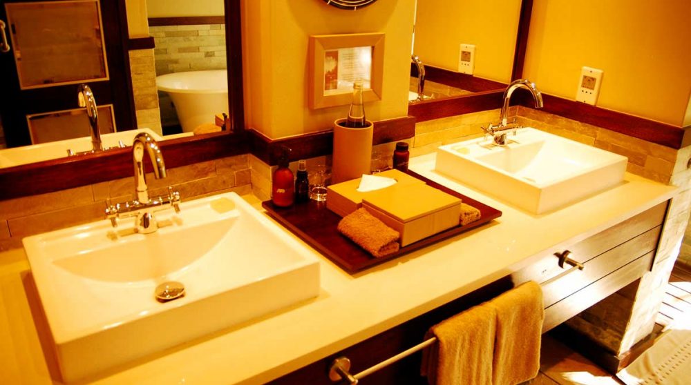Lavabos dans une salle de bains du Phinda Forest Lodge
