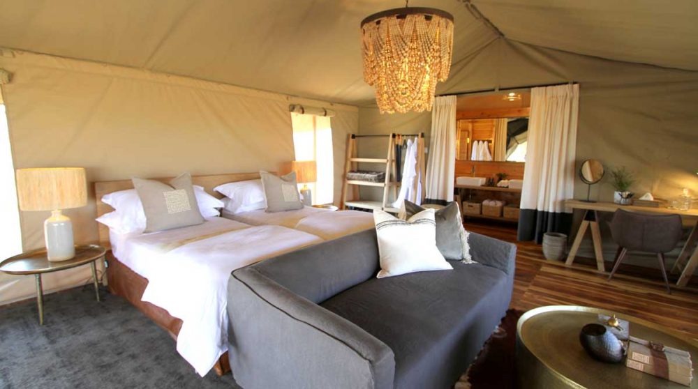 La tente des enfanst avec les lits jumeaux