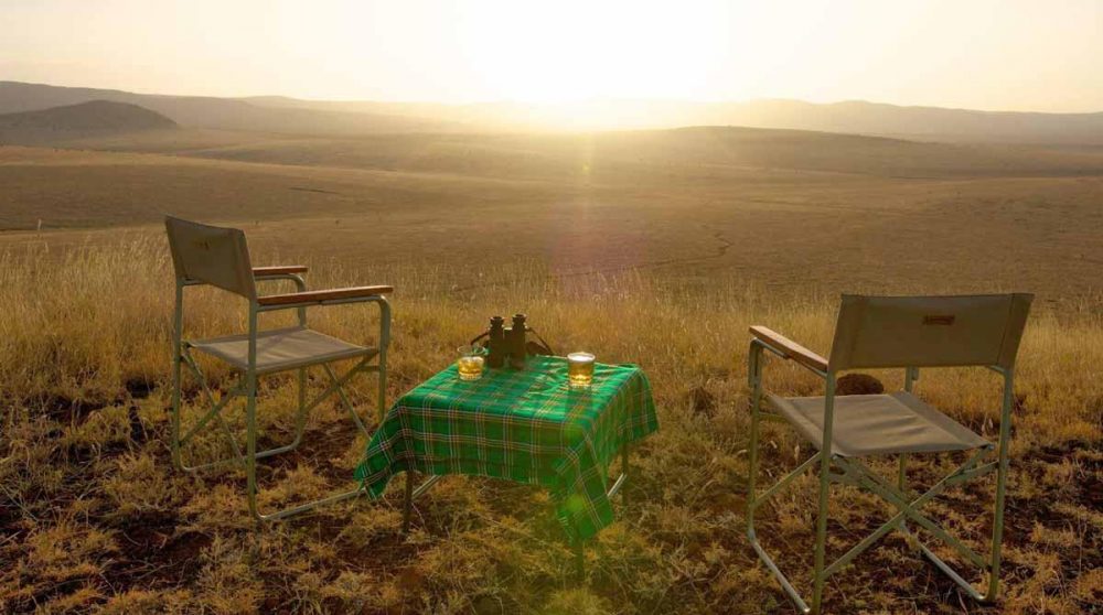 Pose au coucher du soleil durant le safari de l'après-midi