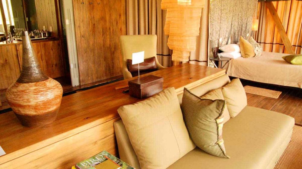 Le salon d'une suite au parc Kruger